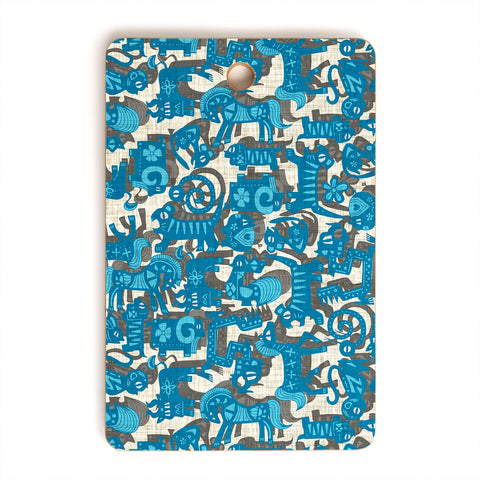 Sharon Turner Chinese Animals Blue Cutting Board Rectangle