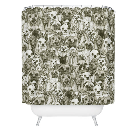 Sharon Turner christmas dogs natural Shower Curtain