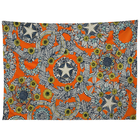 Sharon Turner cirque fleur orange stone star Tapestry