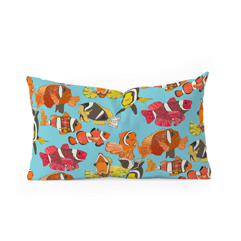 Sharon Turner Clownfish Blue Oblong Throw Pillow