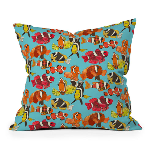 Sharon Turner Clownfish Blue Throw Pillow