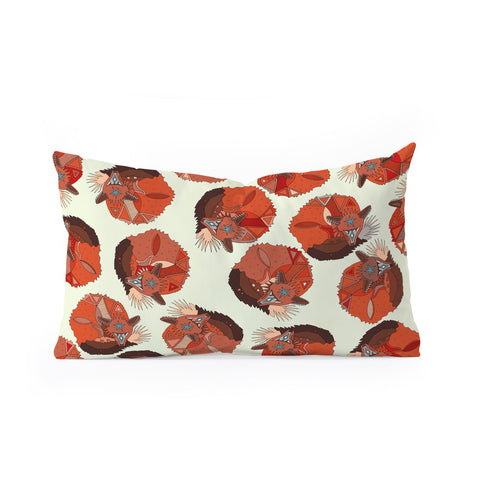 Sharon Turner curled fox polka ivory Oblong Throw Pillow