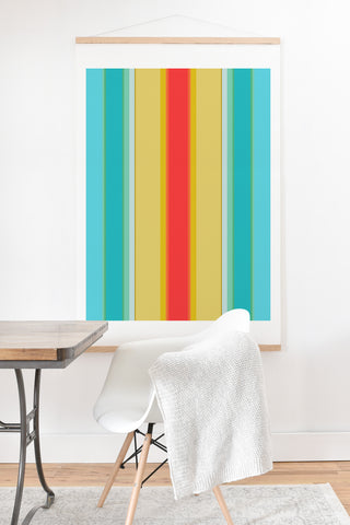 Sharon Turner deckchair stripe Art Print And Hanger