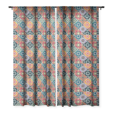 Sharon Turner DESEO BOLD spanish tile Sheer Window Curtain