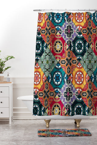 Sharon Turner DESEO BOLD spanish tile Shower Curtain And Mat