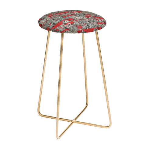 Sharon Turner dystopian toile red Counter Stool
