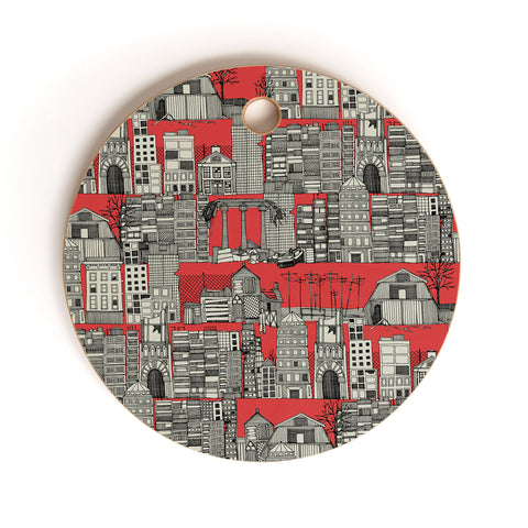 Sharon Turner dystopian toile red Cutting Board Round