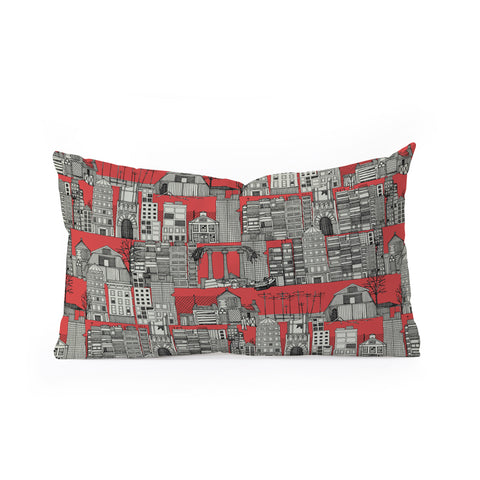 Sharon Turner dystopian toile red Oblong Throw Pillow