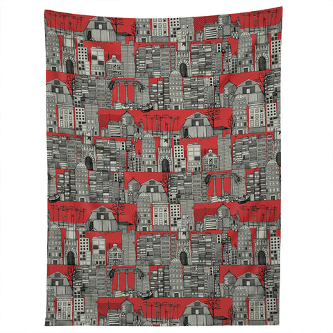 Sharon Turner dystopian toile red Tapestry