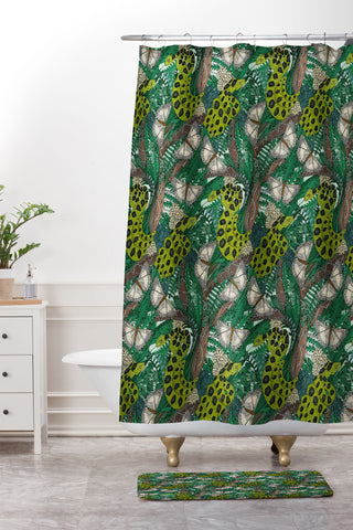 Sharon Turner entangled forest mint Shower Curtain And Mat