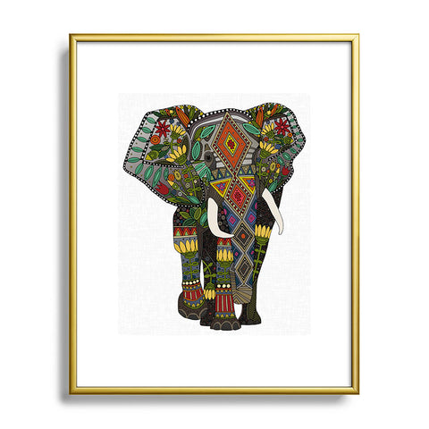 Sharon Turner floral elephant Metal Framed Art Print