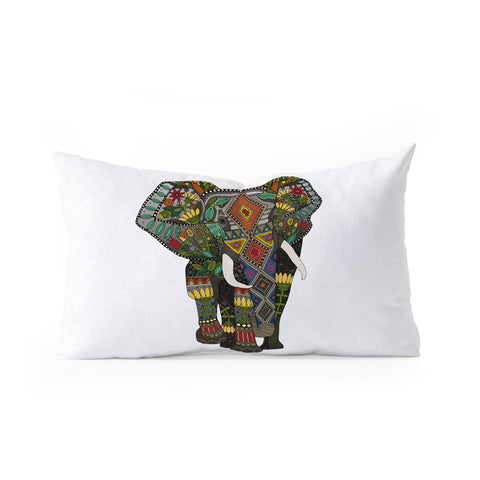 Sharon Turner floral elephant Oblong Throw Pillow