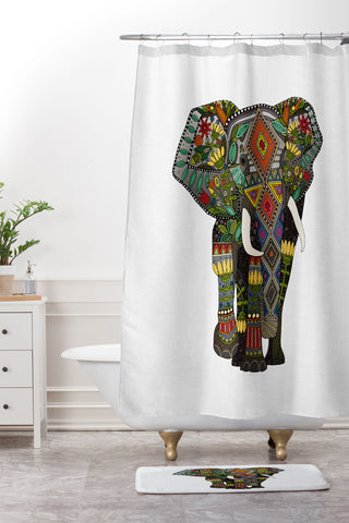 Sharon Turner floral elephant Shower Curtain And Mat