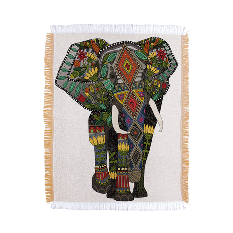 Sharon Turner floral elephant Throw Blanket