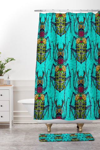 Sharon Turner Flower Beetle Shower Curtain And Mat