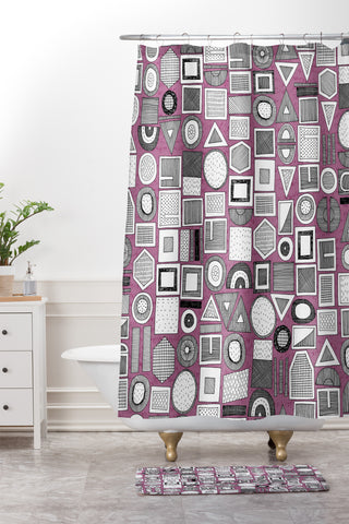 Sharon Turner frisson memphis bw berry Shower Curtain And Mat