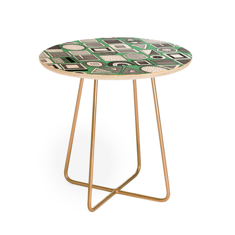 Sharon Turner frisson memphis bw green Round Side Table