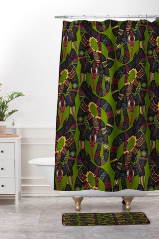 Sharon Turner geo snakes Shower Curtain And Mat