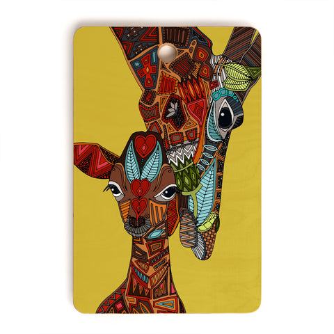 Sharon Turner Giraffe Love Ochre Cutting Board Rectangle