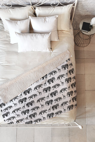 Sharon Turner Graphic Zoo Fleece Throw Blanket