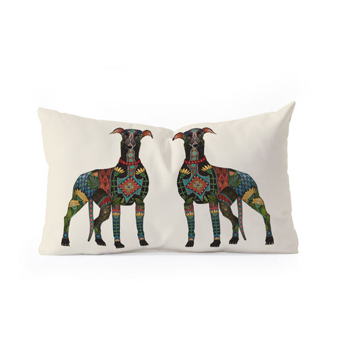 Sharon Turner greyhound ivory Oblong Throw Pillow