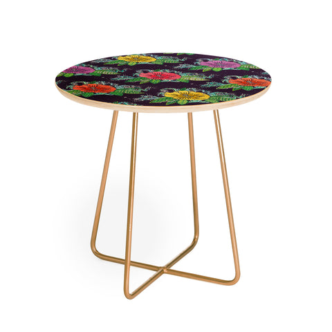 Sharon Turner Hibiscus Surf Grape Round Side Table