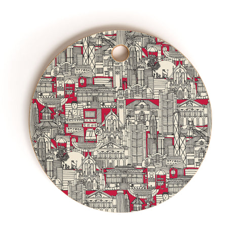 Sharon Turner Hong Kong toile red Cutting Board Round