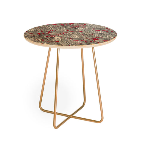 Sharon Turner Hong Kong toile red Round Side Table
