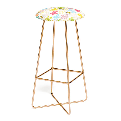 Sharon Turner Indian Summer flowers and bees Bar Stool