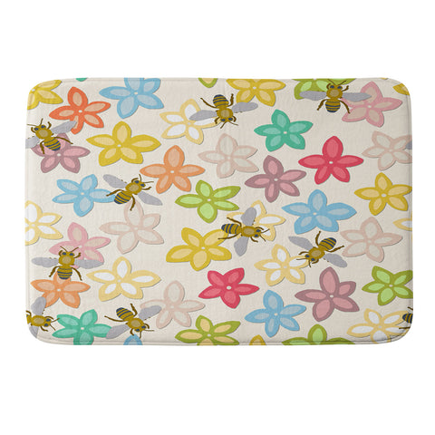 Sharon Turner Indian Summer flowers and bees Memory Foam Bath Mat