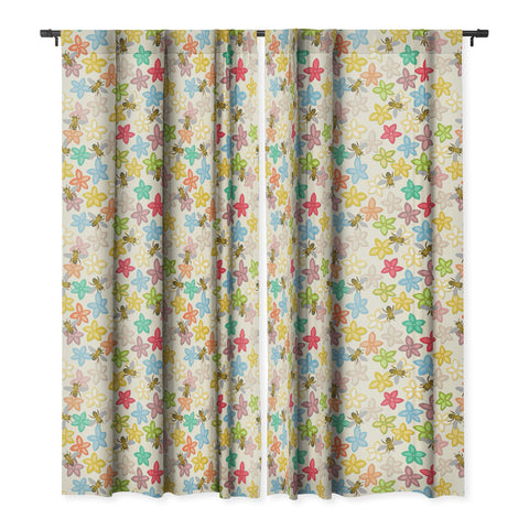 Sharon Turner Indian Summer flowers and bees Blackout Window Curtain