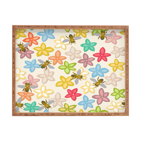 Sharon Turner Indian Summer flowers and bees Rectangular Tray