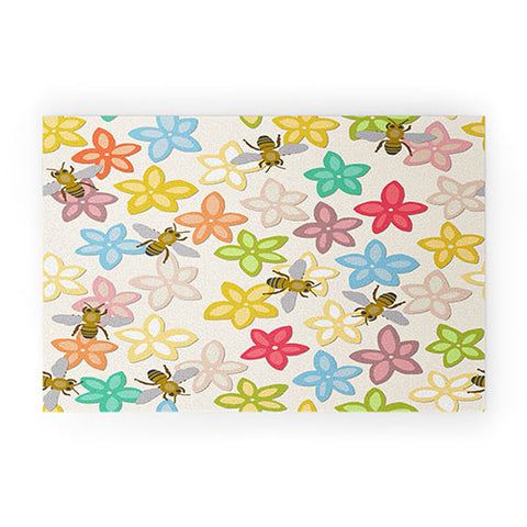Sharon Turner Indian Summer flowers and bees Welcome Mat