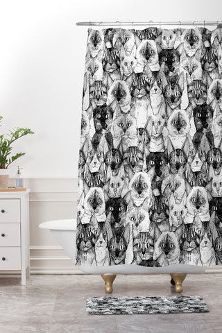Sharon Turner just cats Shower Curtain And Mat