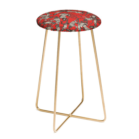 Sharon Turner just lizards red Counter Stool