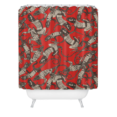 Sharon Turner just lizards red Shower Curtain