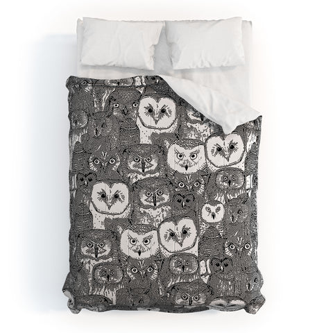 Sharon Turner just owls black white Comforter