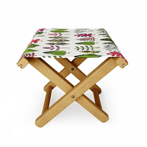 Sharon Turner Leaves And Feathers Folding Stool