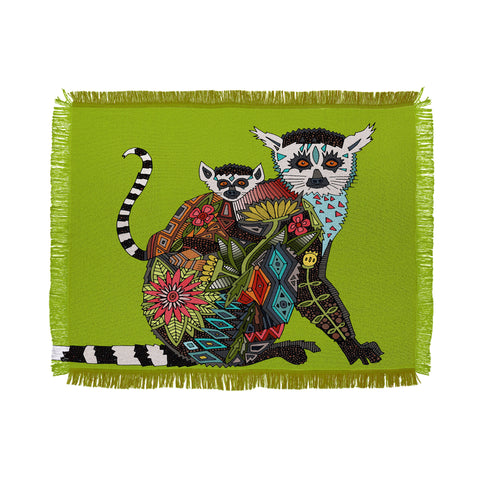 Sharon Turner Lemur Love Lime Throw Blanket