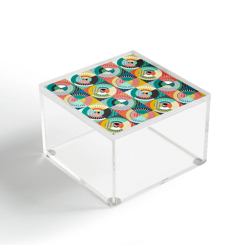 Sharon Turner llama geo squares Acrylic Box