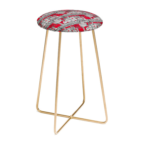 Sharon Turner London toile red Counter Stool