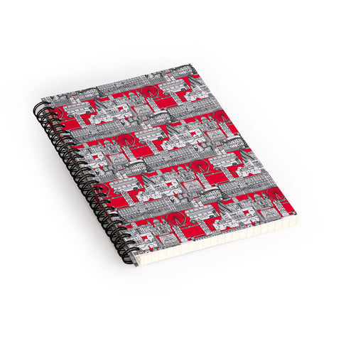 Sharon Turner London toile red Spiral Notebook