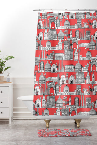 Sharon Turner Los Angeles Coral Shower Curtain And Mat