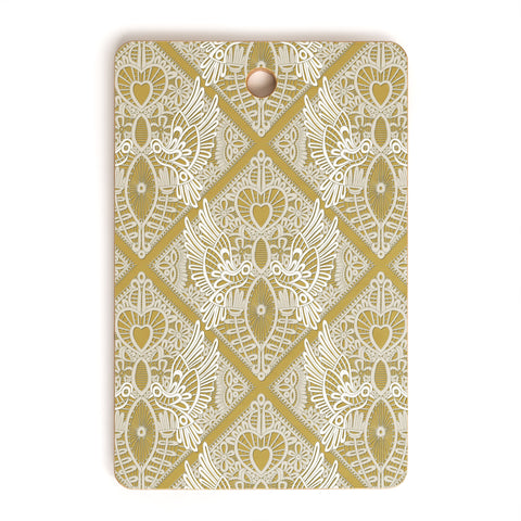 Sharon Turner love bird lace gold Cutting Board Rectangle