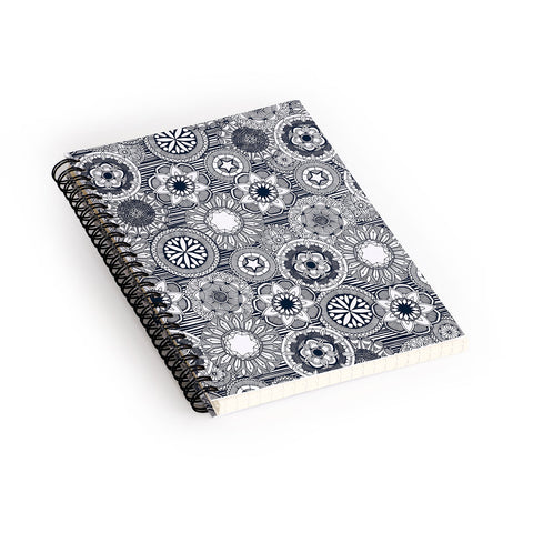 Sharon Turner mandala cirque indigo white Spiral Notebook