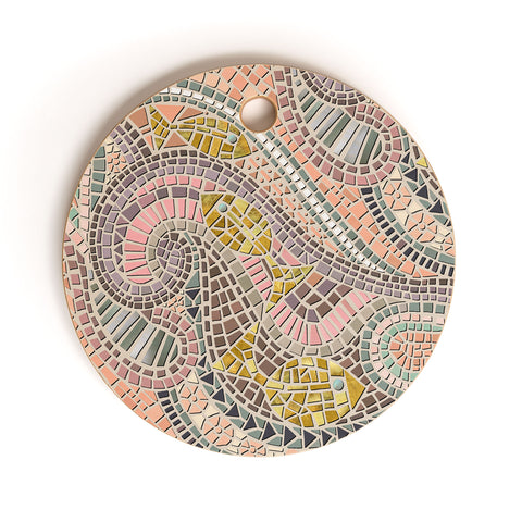Sharon Turner mosaic fish pastel Cutting Board Round