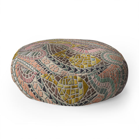 Sharon Turner mosaic fish pastel Floor Pillow Round