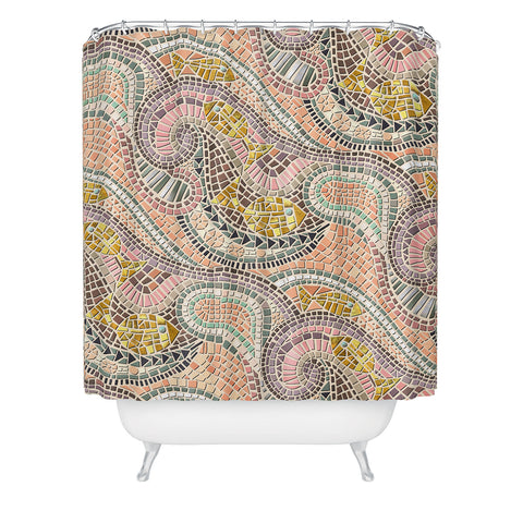 Sharon Turner mosaic fish pastel Shower Curtain