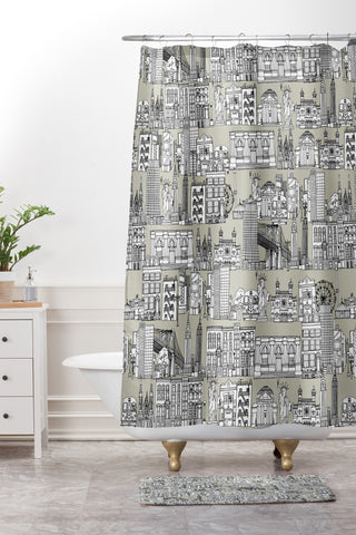 Sharon Turner New York Linen Shower Curtain And Mat