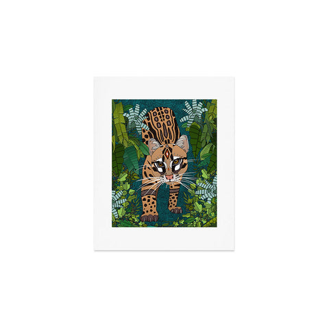 Sharon Turner ocelot jungle teal Art Print